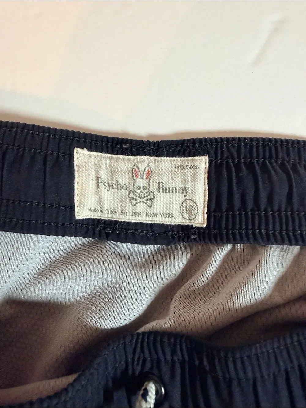 Psycho Bunny Boys Swim Trunks Size 14 16 Black Stripes Liner Swimsuit